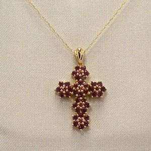 NEW 10K Gold Purple Amethyst Cross Necklace
